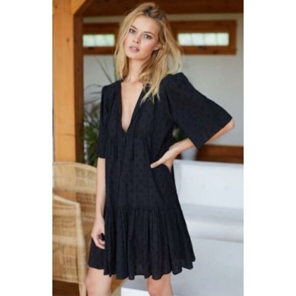 Emerson Fry ISLA  Black Swiss Dot Dress Size M/L - Picture 5 of 9